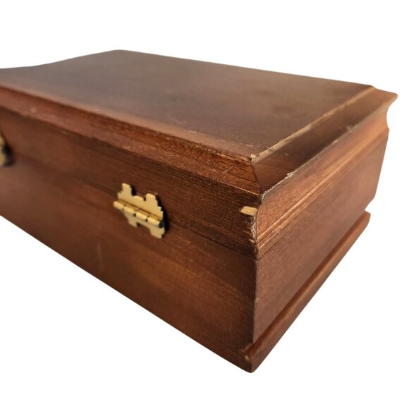 Thill’s Jewel Box Wooden Jewelry Organizer Vintage Brown W/ Pink Lining Storage - Picture 9 of 16